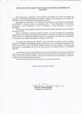 Contestação do Processo Eleitoral do Centro Acadêmico de Teologia