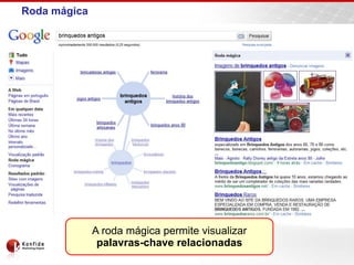 Roda mágica
A roda mágica permite visualizar
palavras-chave relacionadas
 