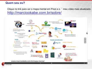 Quem sou eu?
Clique no link para ver o mapa mental em Prezi e o ´meu vídeo mais atualizado.
http://marciookabe.com.br/sobre/
 