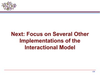 120
Next: Focus on Several Other
Implementations of the
Interactional Model
 