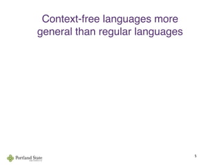 Context-free languages more
general than regular languages
5
 