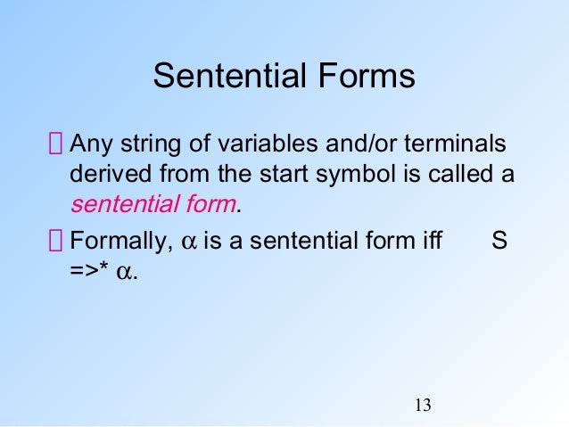context free languages sentential form