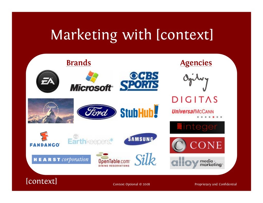 Marketing with [context] Brands Agencies - In A Marketing Context A Source Refers To