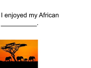 I enjoyed my African __________. 