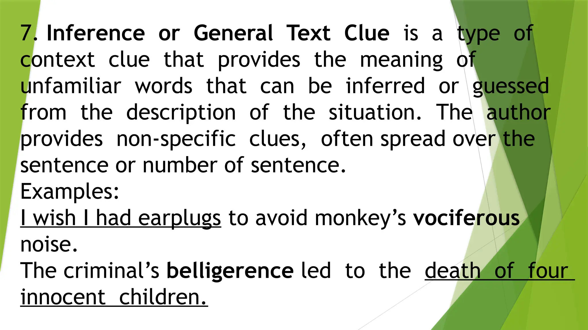 Types of Context Clues: Synonyms, Antonyms, Definitin, Example Clue ...