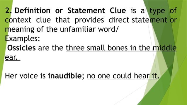 Types of Context Clues: Synonyms, Antonyms, Definitin, Example Clue ...