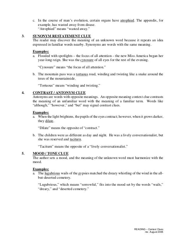 Contextual Clues Exercise