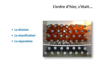 L’ordre d’hier, c’était...




• La division
• La classification
• La séparation
 