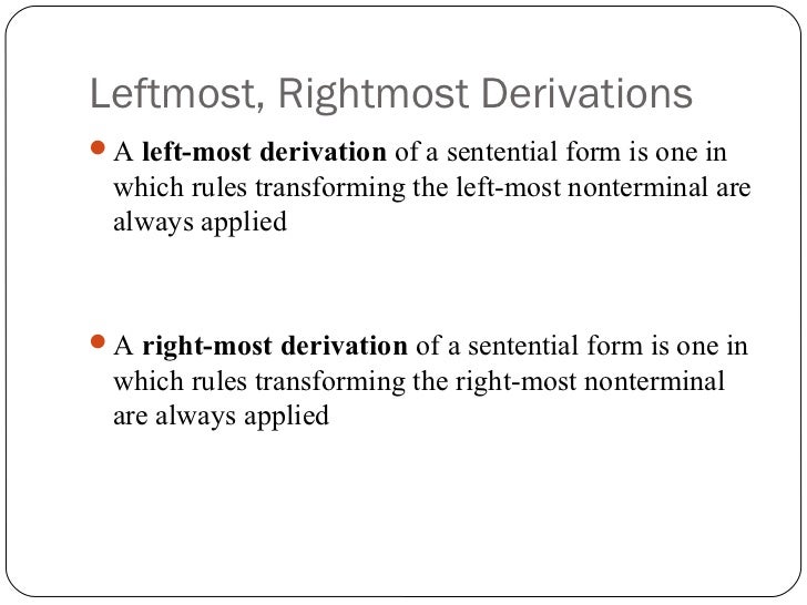 context free grammars right sentential form