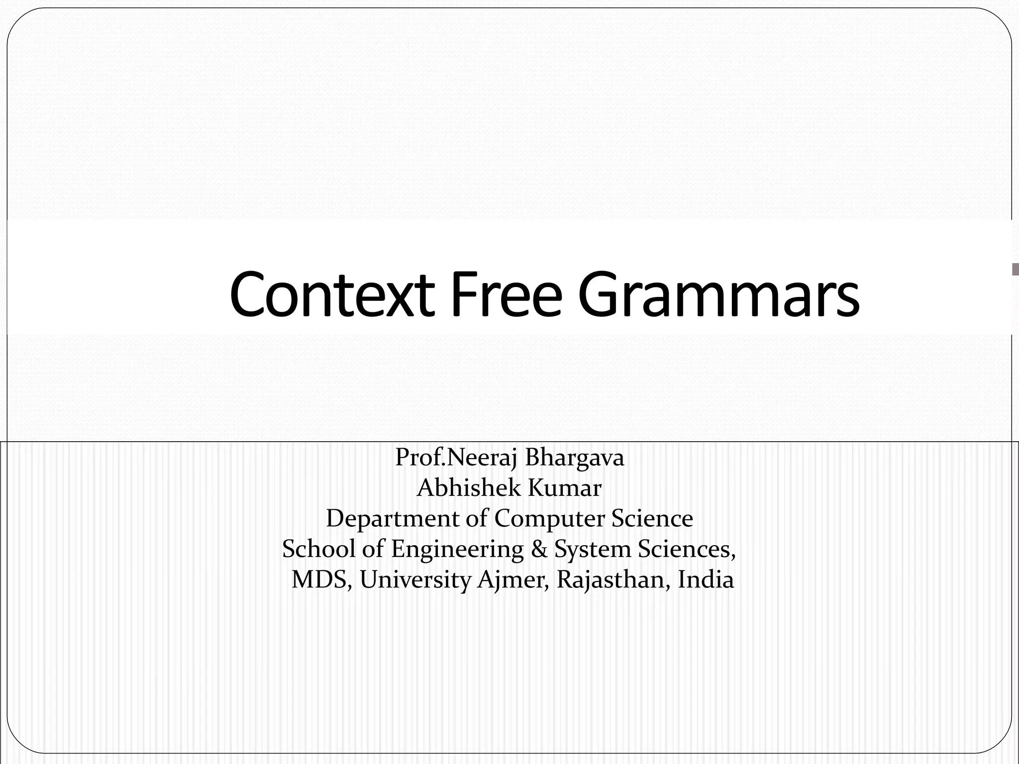 Context free grammars | PPT