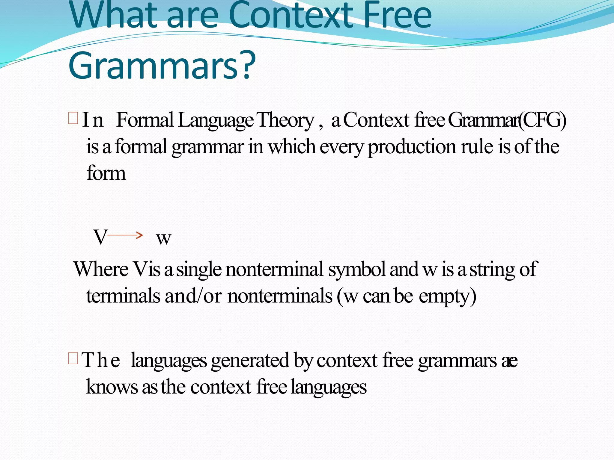 Context free grammars | PPT