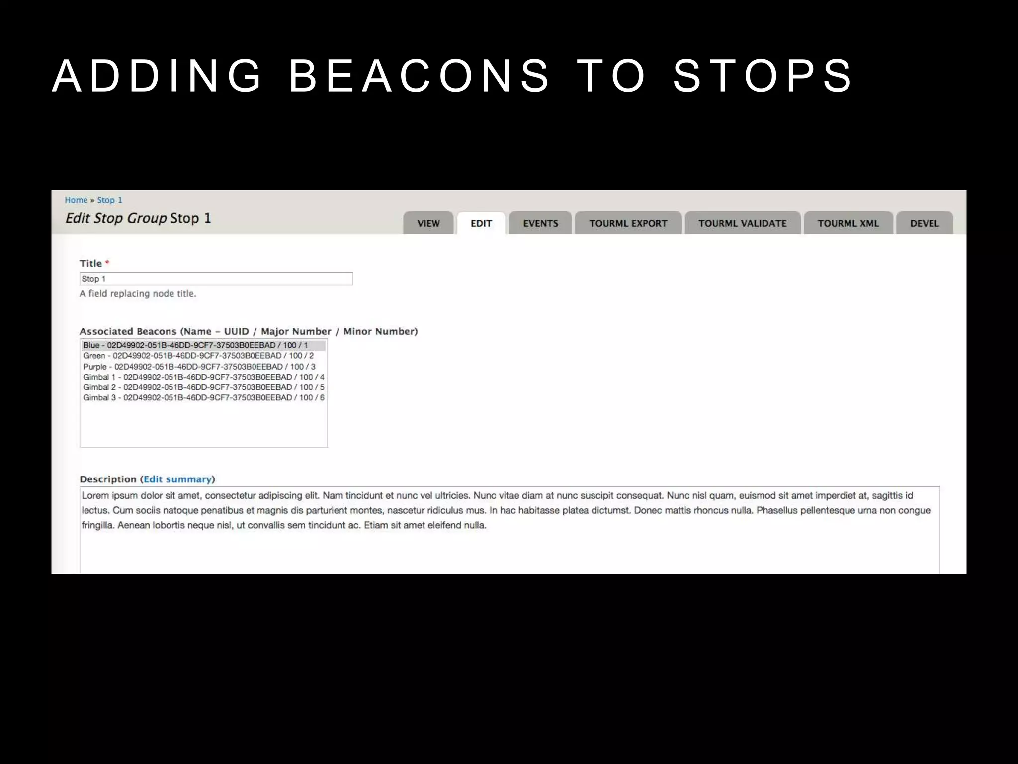 A D D I N G B E A C O N S T O S T O P S
 