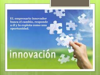 EL empresario innovador
busca el cambio, responde
a él y lo explota como una
oportunidad.

 