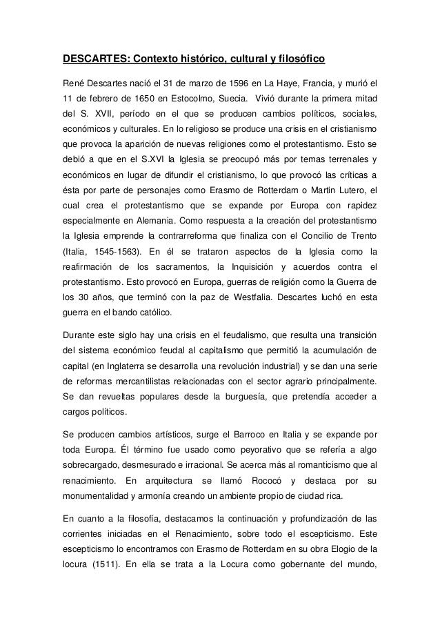 Contexto histórico descartes