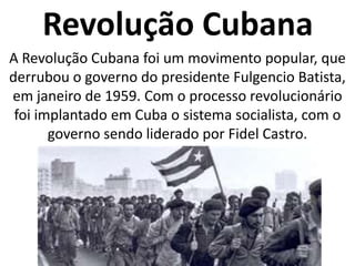 Fidel Castro era o grande opositor do governo de Fulgencio Batista. De princípios socialistas, planejava derrubar o governo e acabar com a corrupção e com a influência norte-americana na ilha. Conseguiu organizar um grupo de guerrilheiros enquanto estava exilado no México.