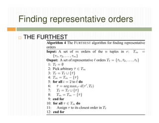 Finding representative orders
 THE FURTHEST
 