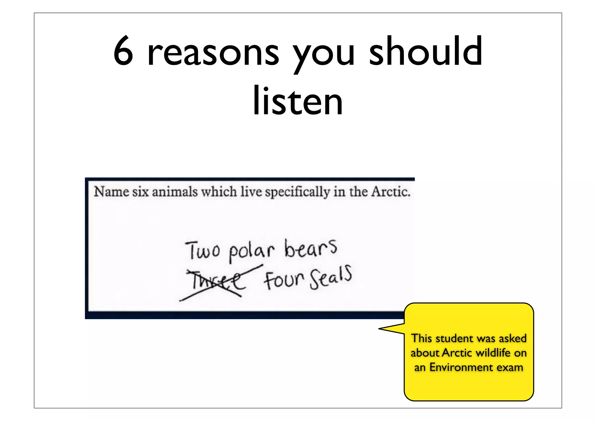 6 reasons you should
listen
This student was asked
to represent expenses
on a Accounting exam
 