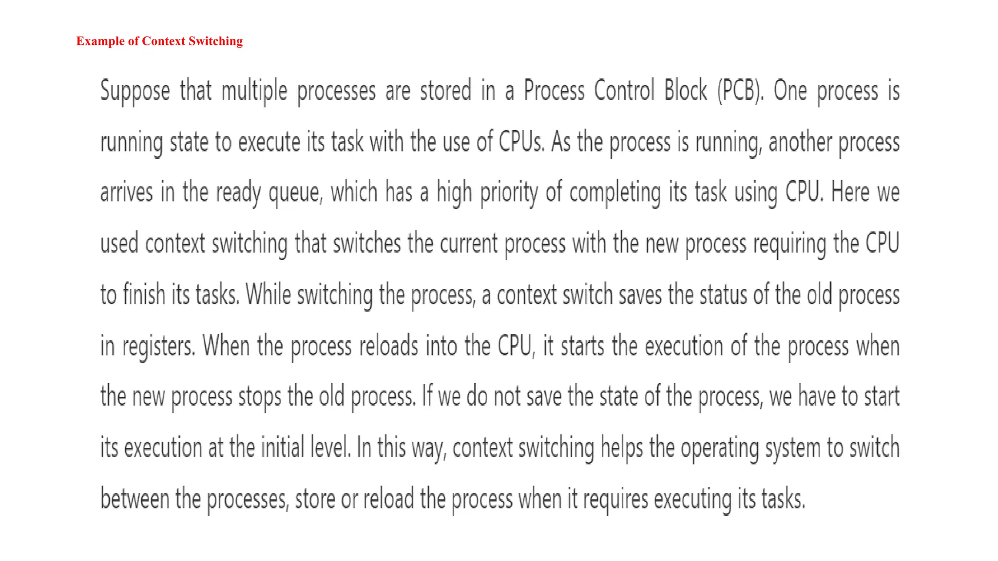 Example of Context Switching
 