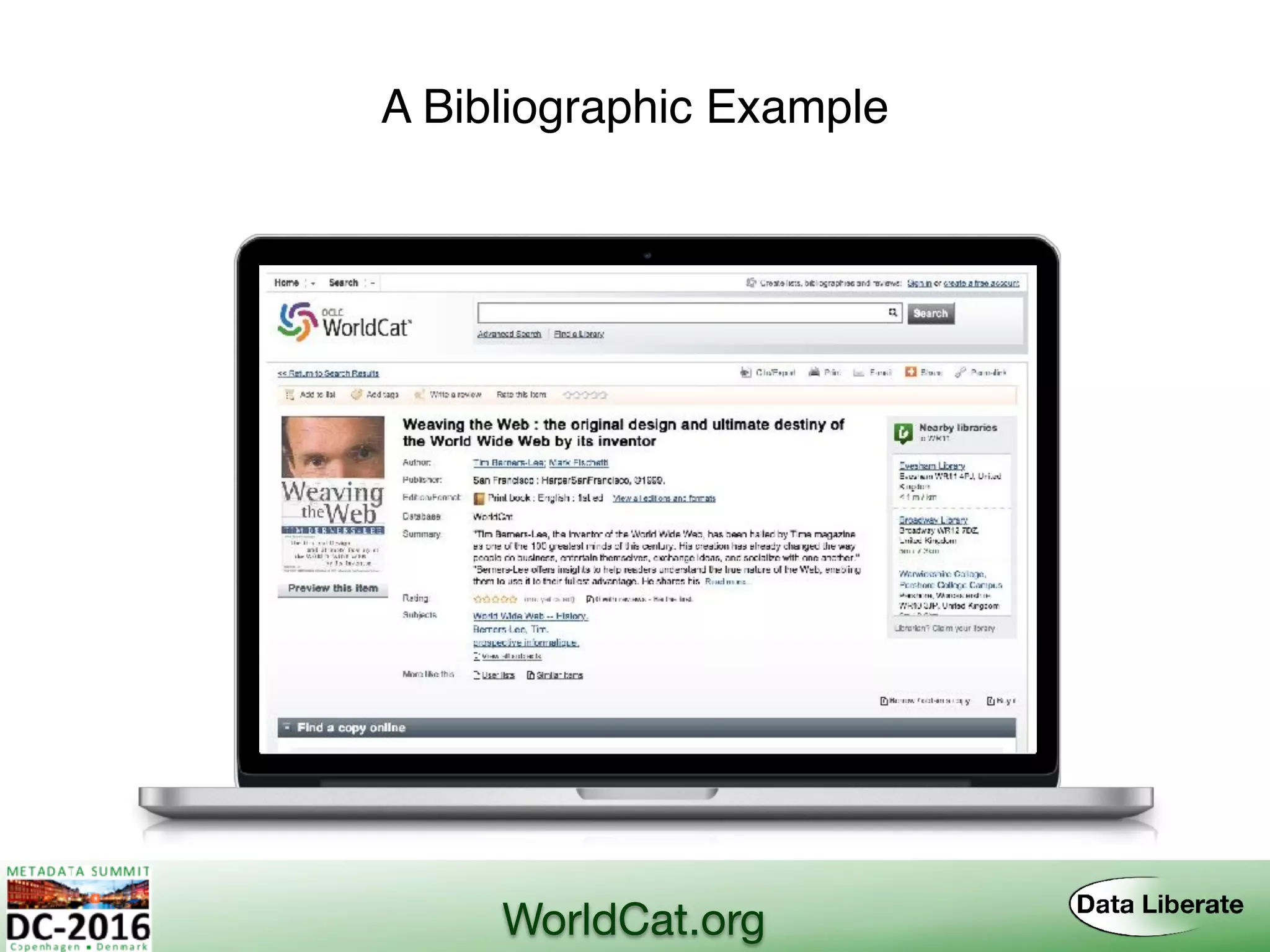 A Bibliographic Example
WorldCat.org
 