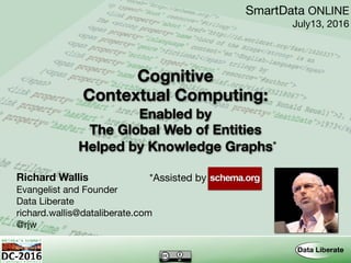 Contextual Computing:
Richard Wallis
Evangelist and Founder

Data Liberate

richard.wallis@dataliberate.com

@rjw
SmartData ONLINE

July13, 2016
The Global Web of Entities
Helped by Knowledge Graphs
Cognitive
Enabled by
*Assisted by
*
 