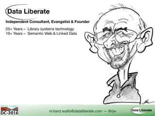 Independent Consultant, Evangelist & Founder
richard.wallis@dataliberate.com — @rjw
25+ Years – Library systems technology
10+ Years – Semantic Web & Linked Data
 