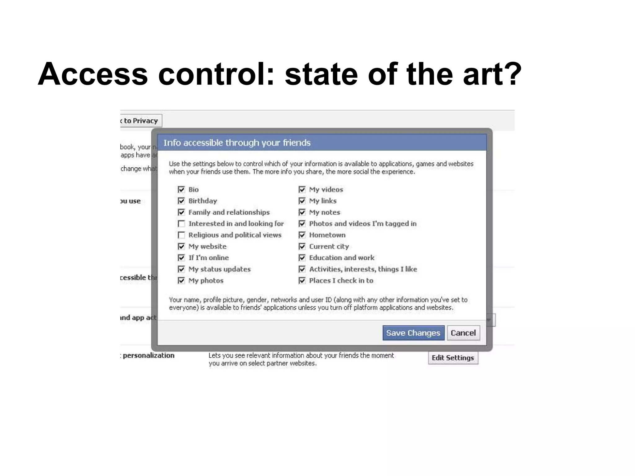 Access control: state of the art?
 