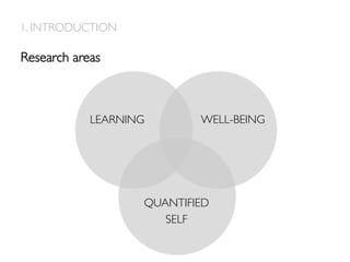 Research areas
1. INTRODUCTION
LEARNING WELL-BEING
QUANTIFIED
SELF
 