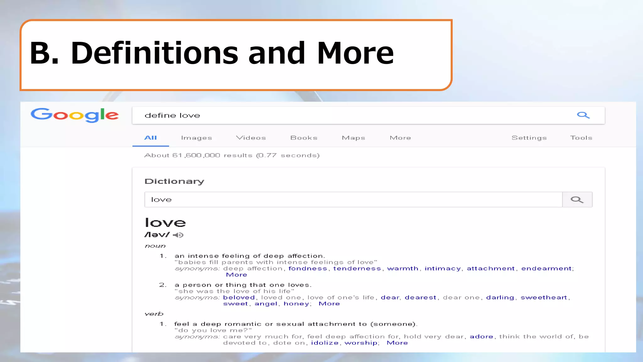 B. Definitions and More
 