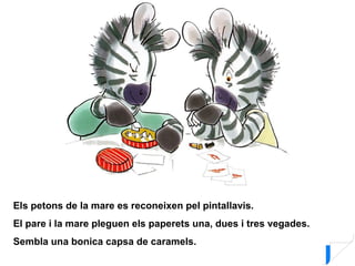 Els petons de la mare es reconeixen pel pintallavis.
El pare i la mare pleguen els paperets una, dues i tres vegades.
Sembla una bonica capsa de caramels.
 