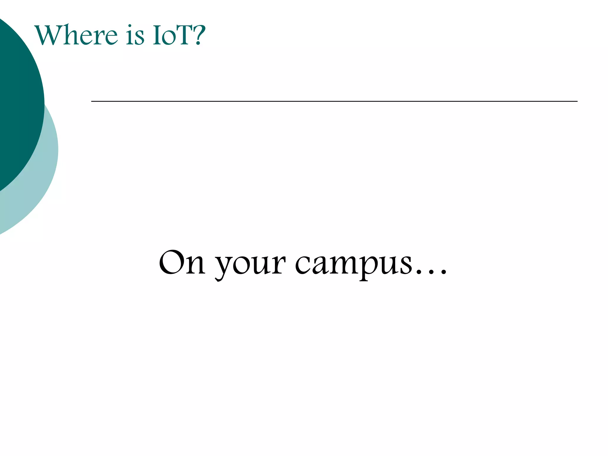 Where is IoT?
On your campus…
 