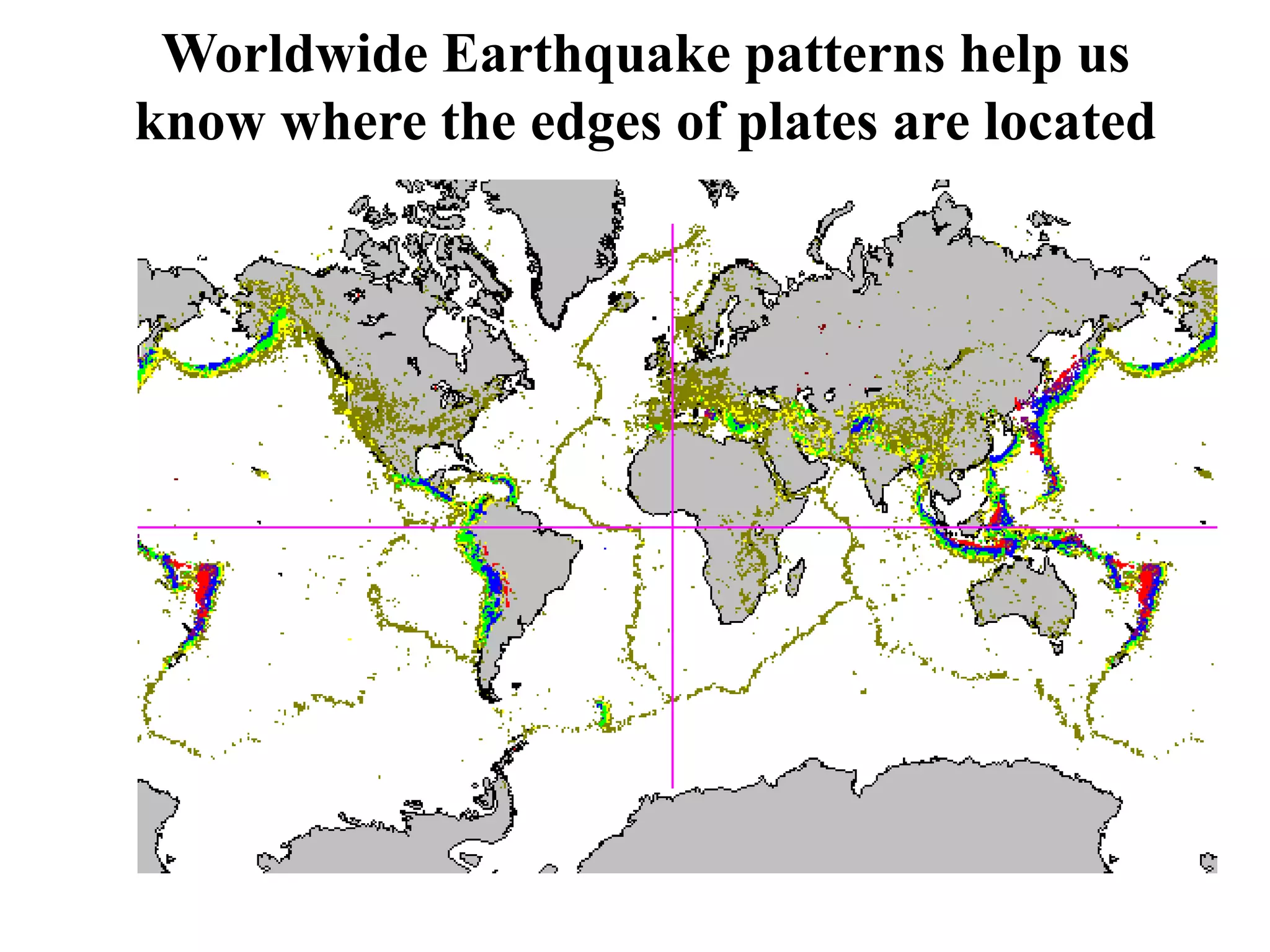Worldwide Earthquake patterns help us
know where the edges of plates are located
 