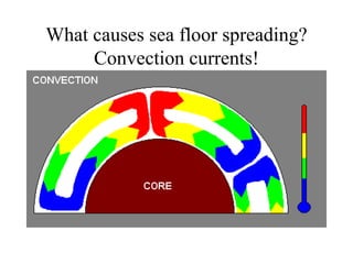 What causes sea floor spreading?
Convection currents!
 