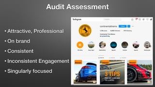 Audit Assessment
• Attractive, Professional
• On brand
• Consistent
• Inconsistent Engagement
• Singularly focused
 