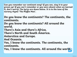 Asia Continents Rhyme Continents-and-oceans-Presentation.pdfकॉन्टिनेंट्स | PDF