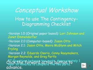 Conceptual Workshow ,[object Object],[object Object],[object Object],[object Object],[object Object],[object Object],Click the forward action button to advance. 