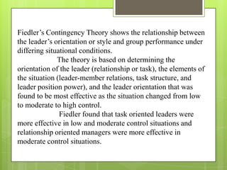 Contingency management theory - Fred Feidler | PPTX