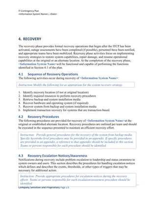 Gallery Detail: Information Technology Contingency Plan Template