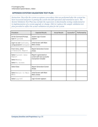 Information Technology Contingency Plan (Template) | DOCX
