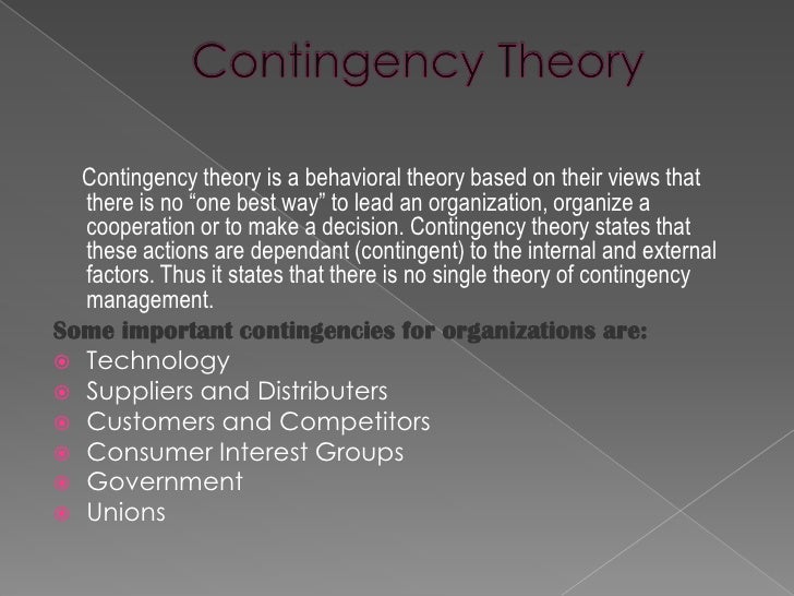 contingency theory of leadership Sample management essay the management essay below has been submitted to us by a student in order to help you with your studies please ensure that you reference our. contingency theory of leadership Sample management essay the management essay below has been submitted to us by a student in order to help you with your studies please ensure that you reference our.