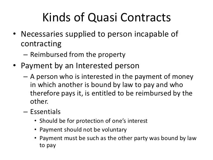 Contingent and quasi contract