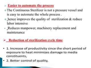 Batch and Continuous Sterilization of Media in Fermentation Industry | PPT
