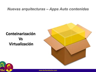 www.techandsolve.com
Nuevas arquitecturas – Apps Auto contenidas
Conteinarización
Vs
Virtualización
 