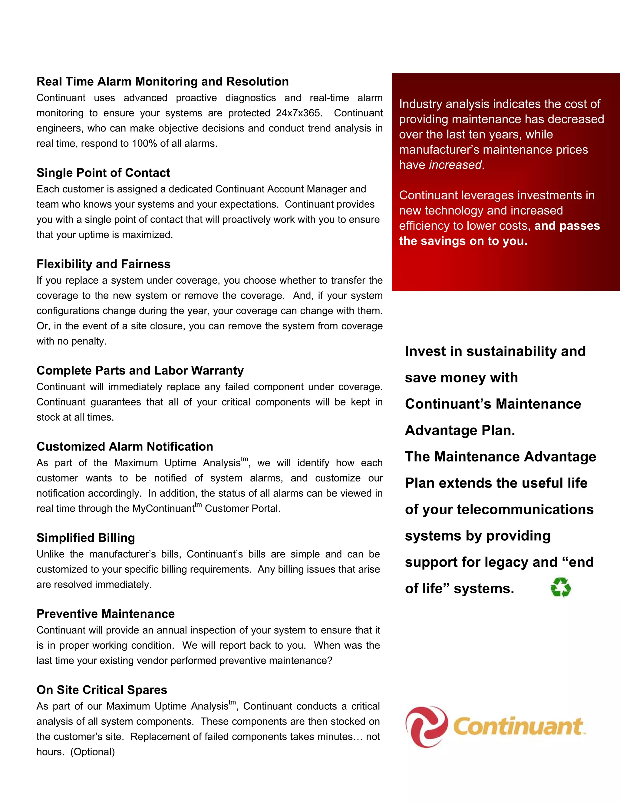 Continuant Maintenance Advantage Plan PDF