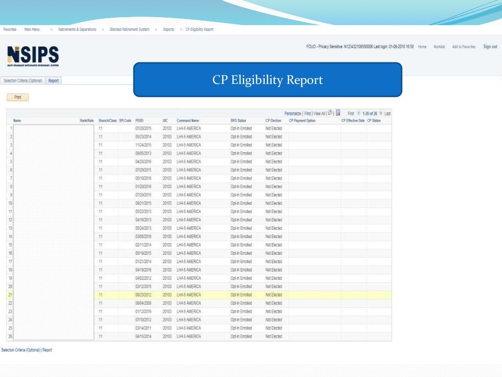 Continuation Pay (CP) for BRS