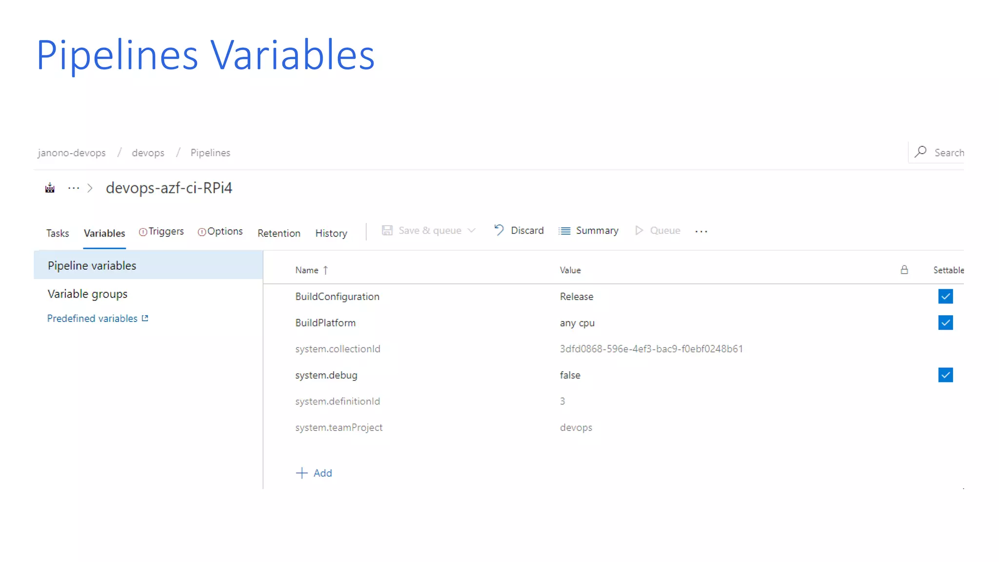 Pipelines Variables 