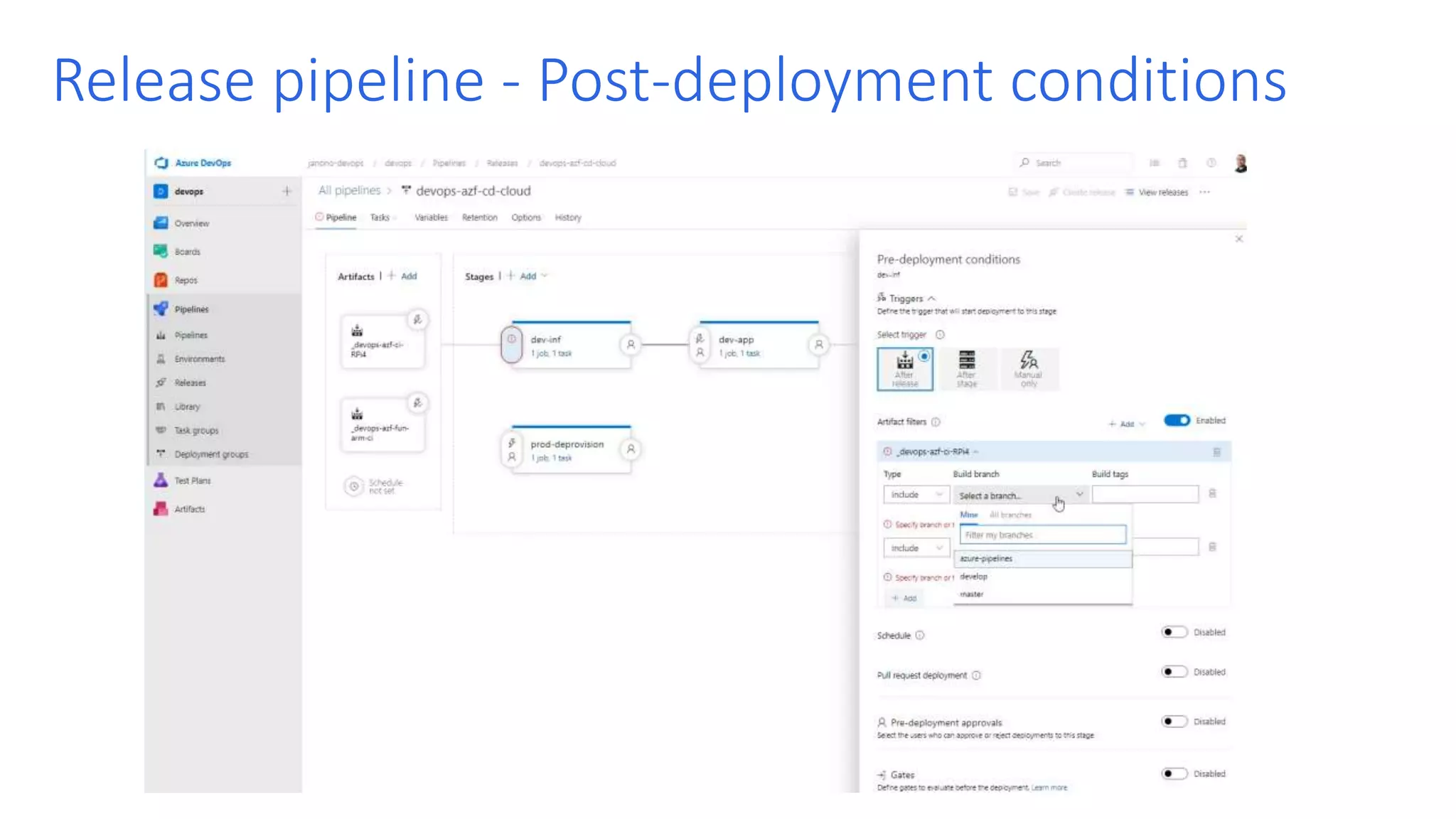 Release pipeline - Post-deployment conditions 