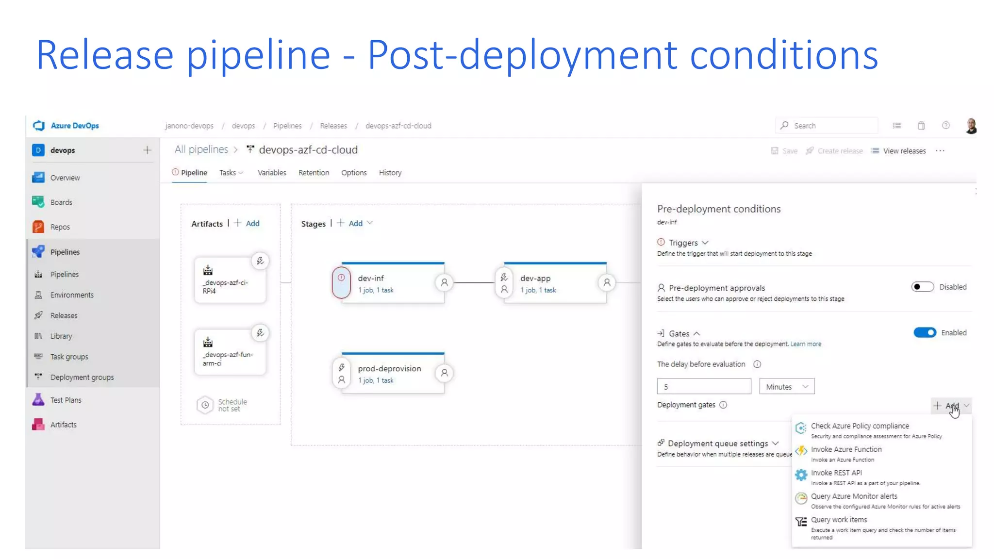 Release pipeline - Post-deployment conditions 