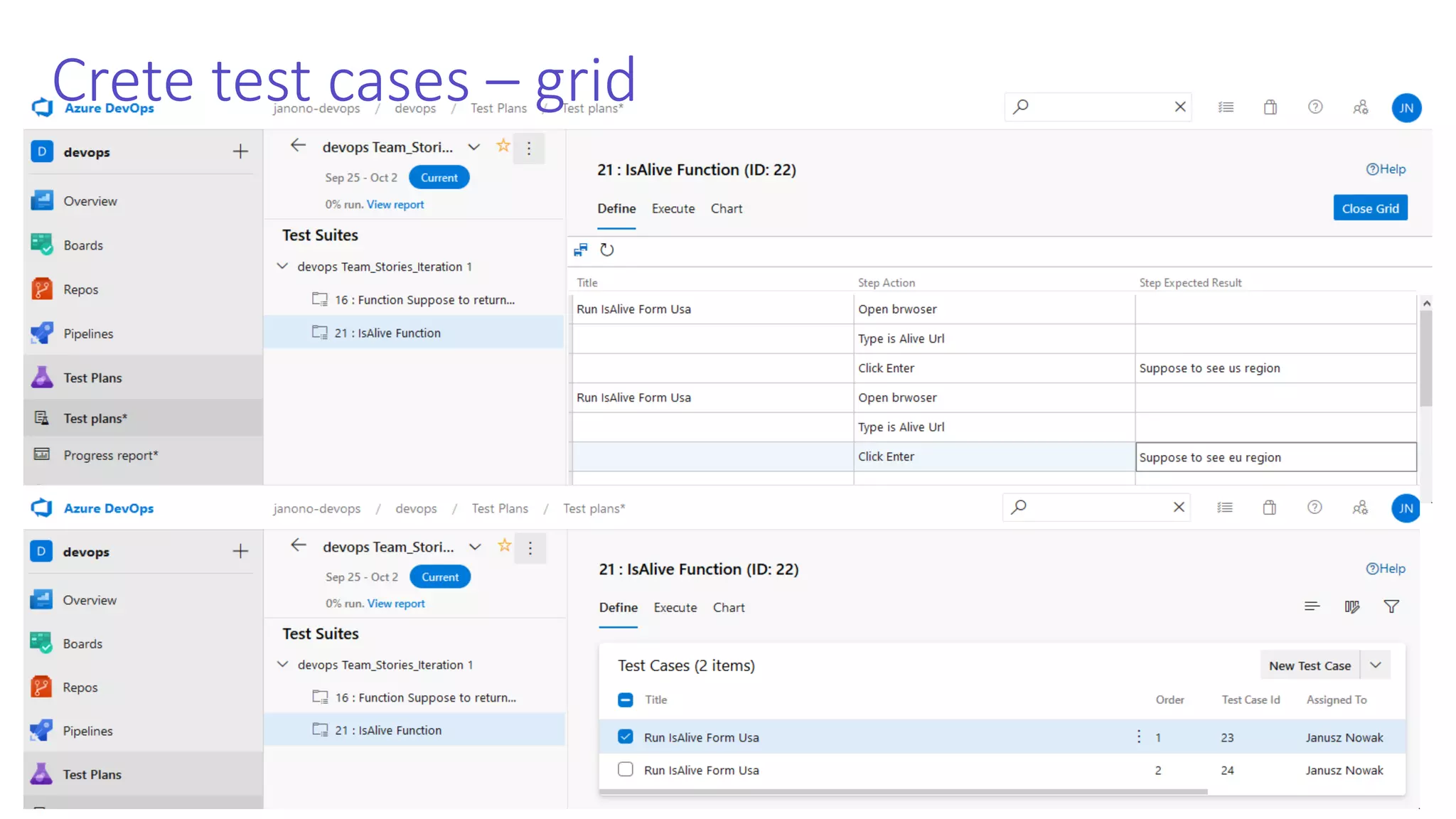 Crete test cases – grid 