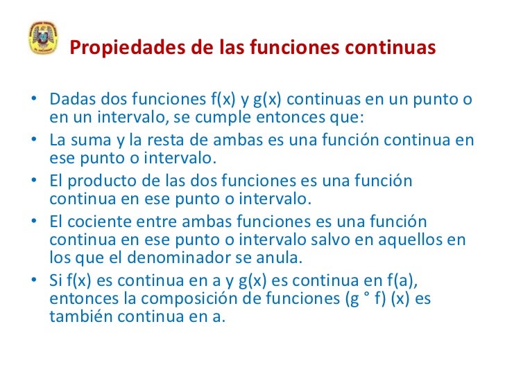Continuidad de funciones Continuidad de funciones