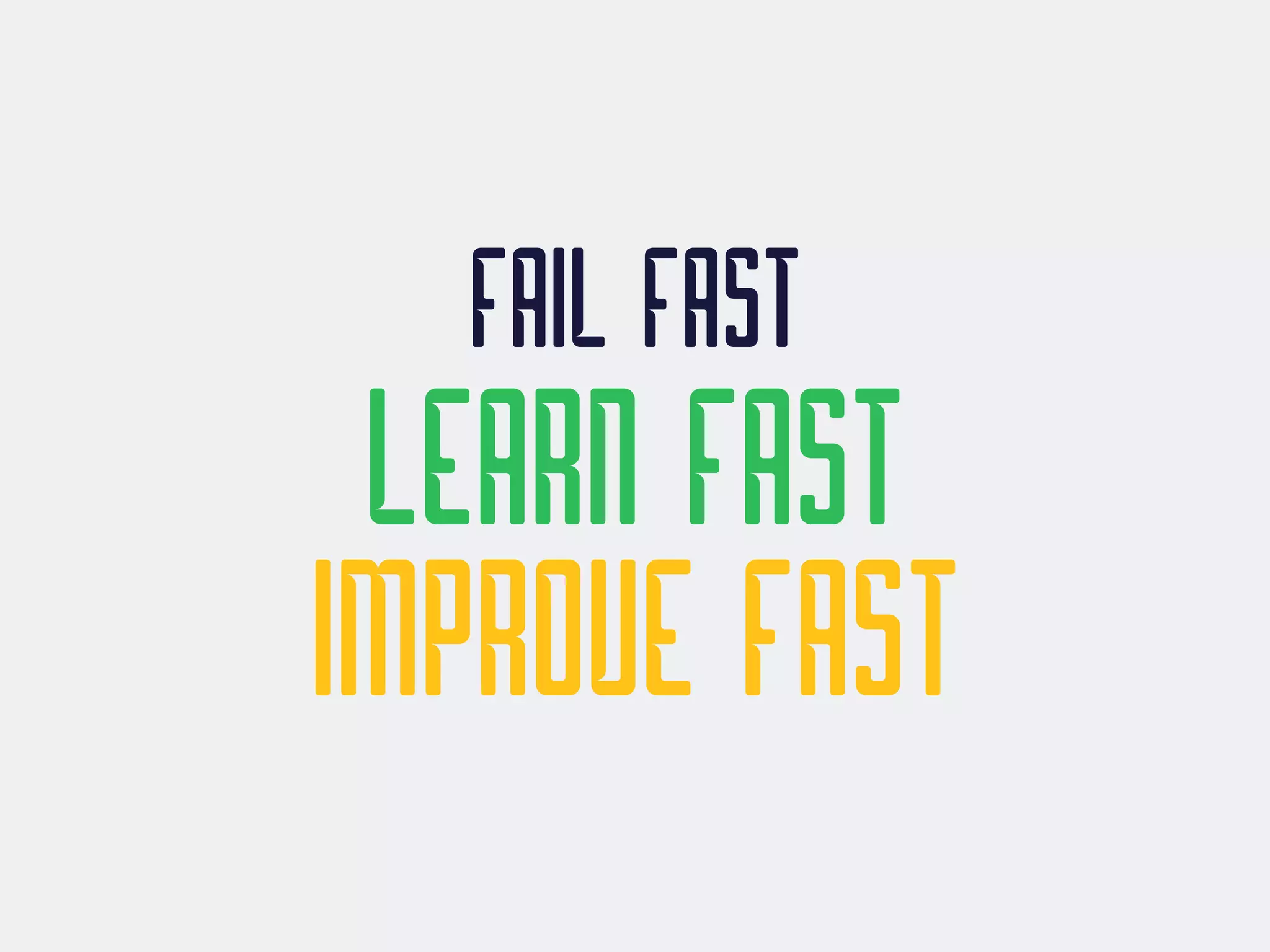 FAIL FAST 
LEARN FAST
IMPROVE FAST
 